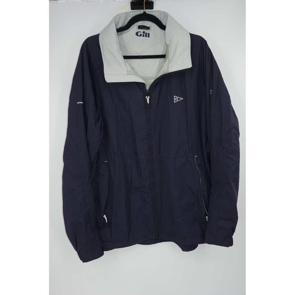 Gill Hooded Sailing Jacket Blue Windbreaker Full Zip Water Resistant Men's XL